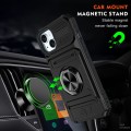 For iPhone 15 TPU+PC Shockproof Card Phone Case with Metal Ring Holder(Black)