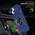 For iPhone 15 TPU+PC Shockproof Card Phone Case with Metal Ring Holder(Blue)