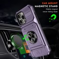 For iPhone 13 Pro Max TPU+PC Shockproof Card Phone Case with Metal Ring Holder(Purple)