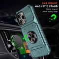 For iPhone 13 Pro TPU+PC Shockproof Card Phone Case with Metal Ring Holder(Green)