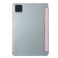 For Xiaomi Pad 6S Pro 3-fold Clear Acrylic Leather Tablet Case with Pen Slot(Sand Pink)