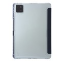 For Xiaomi Pad 6S Pro 3-fold Clear Acrylic Leather Tablet Case with Pen Slot(Dark Blue)