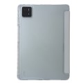 For Xiaomi Pad 6S Pro 3-fold Clear Acrylic Leather Tablet Case with Pen Slot(Space Gray)