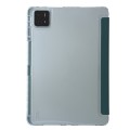 For Xiaomi Pad 6S Pro Clear Acrylic Deformation Leather Tablet Case with Pen Slot(Dark Green)