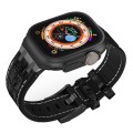 For Apple Watch SE 2023 44mm Crocodile Texture Liquid Silicone Watch Band(Black White Black)
