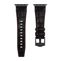 For Apple Watch SE 2023 44mm Crocodile Texture Liquid Silicone Watch Band(Black Red Black)