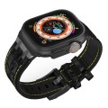 For Apple Watch SE 2023 44mm Crocodile Texture Liquid Silicone Watch Band(Black Yellow Black)