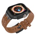 For Apple Watch SE 2023 40mm Crocodile Texture Liquid Silicone Watch Band(Black Yellow Brown)