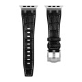 For Apple Watch SE 2023 40mm Crocodile Texture Liquid Silicone Watch Band(Silver White Black)