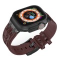 For Apple Watch Ultra 2 49mm Crocodile Texture Liquid Silicone Watch Band(Black Dark Brown)
