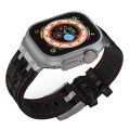 For Apple Watch Ultra 2 49mm Crocodile Texture Liquid Silicone Watch Band(Silver Red Black)