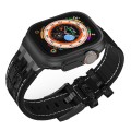 For Apple Watch Series 9 45mm Crocodile Texture Liquid Silicone Watch Band(Black White Black)