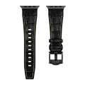 For Apple Watch Series 9 45mm Crocodile Texture Liquid Silicone Watch Band(Black Yellow Black)
