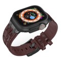 For Apple Watch Series 9 45mm Crocodile Texture Liquid Silicone Watch Band(Black Dark Brown)