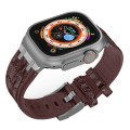 For Apple Watch Series 9 45mm Crocodile Texture Liquid Silicone Watch Band(Silver Dark Brown)