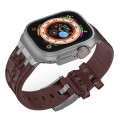 For Apple Watch Ultra 49mm Crocodile Texture Liquid Silicone Watch Band(Silver Dark Brown)