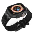 For Apple Watch SE 2022 40mm Crocodile Texture Liquid Silicone Watch Band(Black Black)