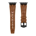 For Apple Watch Series 7 41mm Crocodile Texture Liquid Silicone Watch Band(Black Yellow Brown)