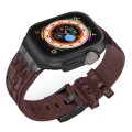 For Apple Watch Series 7 45mm Crocodile Texture Liquid Silicone Watch Band(Black Dark Brown)