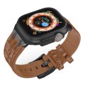 For Apple Watch Series 6 44mm Crocodile Texture Liquid Silicone Watch Band(Black Yellow Brown)