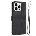 For iPhone 15 Pro Max Triangle Solid Color Leather Phone Case(Black)