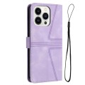 For iPhone 15 Pro Max Triangle Solid Color Leather Phone Case(Purple)