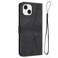 For iPhone 15 Plus Triangle Solid Color Leather Phone Case(Black)