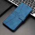For iPhone 15 Triangle Solid Color Leather Phone Case(Blue)