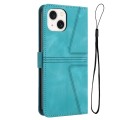 For iPhone 15 Triangle Solid Color Leather Phone Case(Green)
