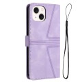 For iPhone 15 Triangle Solid Color Leather Phone Case(Purple)