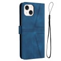 For iPhone 14 Plus Triangle Solid Color Leather Phone Case(Blue)