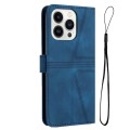 For iPhone 14 Pro Triangle Solid Color Leather Phone Case(Blue)
