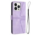 For iPhone 14 Pro Max Triangle Solid Color Leather Phone Case(Purple)