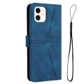 For iPhone 12 / 12 Pro Triangle Solid Color Leather Phone Case(Blue)