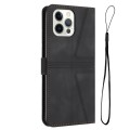 For iPhone 12 Pro Max Triangle Solid Color Leather Phone Case(Black)