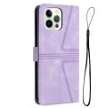 For iPhone 12 Pro Max Triangle Solid Color Leather Phone Case(Purple)