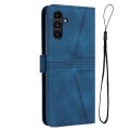 For Samsung Galaxy S24 5G Triangle Solid Color Leather Phone Case(Blue)