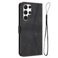 For Samsung Galaxy S23 Ultra 5G Triangle Solid Color Leather Phone Case(Black)