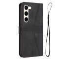 For Samsung Galaxy S23 5G Triangle Solid Color Leather Phone Case(Black)