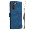 For Samsung Galaxy S21 5G Triangle Solid Color Leather Phone Case(Blue)
