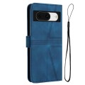 For Google Pixel 8 Triangle Solid Color Leather Phone Case(Blue)