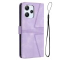For Xiaomi Redmi 12 4G Triangle Solid Color Leather Phone Case(Purple)