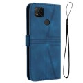 For Xiaomi Redmi 9C / 10A Triangle Solid Color Leather Phone Case(Blue)