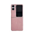 For OPPO Find N2 Flip Skin Feel Leather Texture Pearlescent Paint Shockproof Phone Case(Pink)