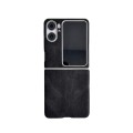 For OPPO Find N2 Flip Skin Feel Leather Texture Pearlescent Paint Shockproof Phone Case(Black)