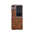 For OPPO Find N2 Flip Skin Feel Leather Texture Pearlescent Paint Shockproof Phone Case(Brown)
