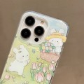 For iPhone 15 Pro Max Double Sided IMD Full Coverage TPU Phone Case(Rabbit Tulip)