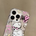 For iPhone 15 Pro Max Double Sided IMD Full Coverage TPU Phone Case(Red Glasses Puppy Love)