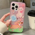 For iPhone 15 Pro Max Double Sided IMD Full Coverage TPU Phone Case(Dachshund Bow Cat)