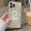 For iPhone 15 Pro Max Double Sided IMD Full Coverage TPU Phone Case(Blue Scarf Puppy)